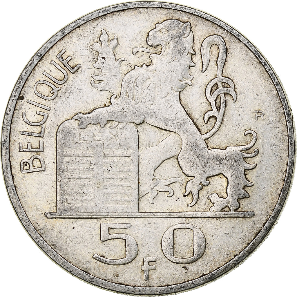 Belgium, Régence Prince Charles, 50 Francs, Mercure, 1949, Brussels, Silver