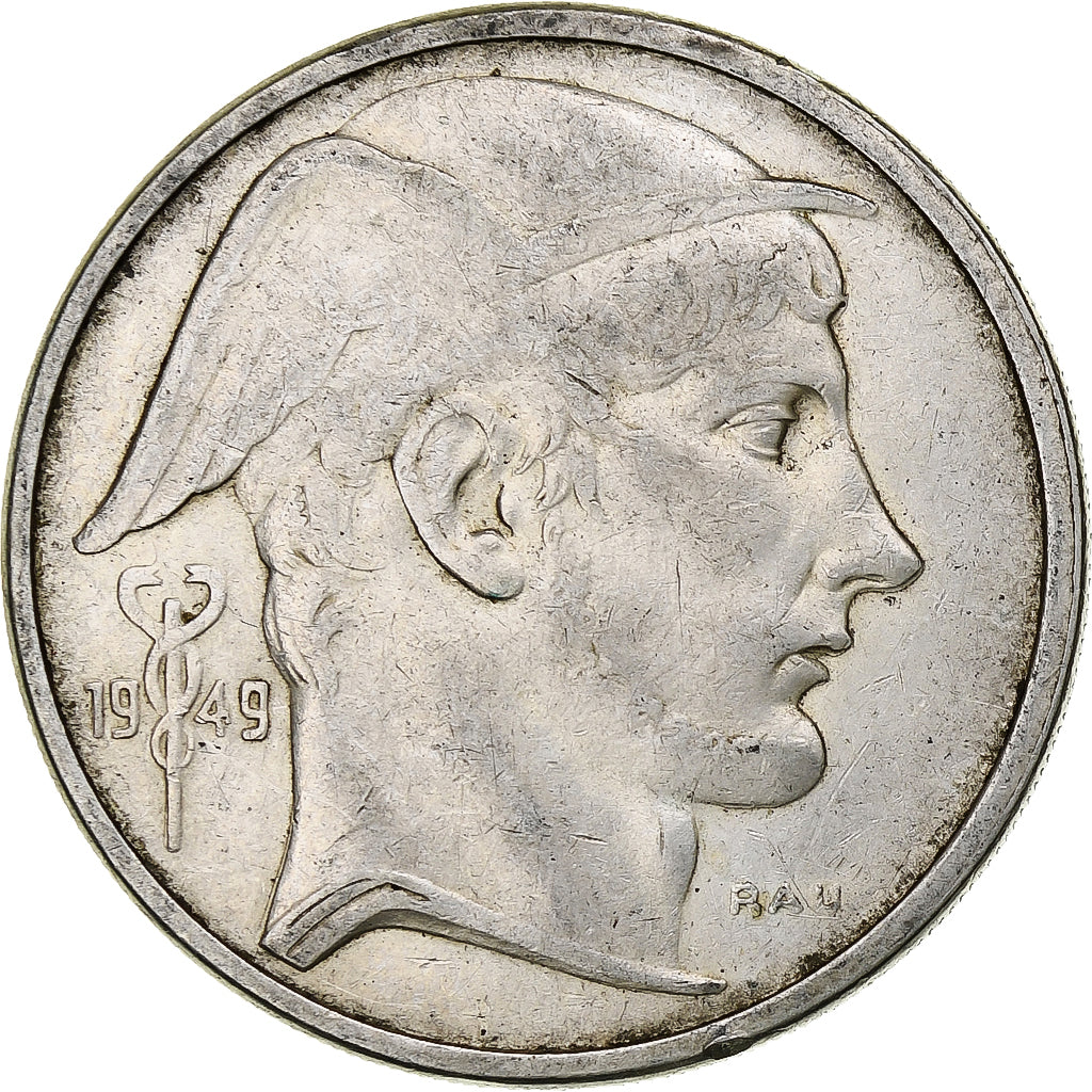 Belgium, Régence Prince Charles, 50 Francs, Mercure, 1949, Brussels, Silver