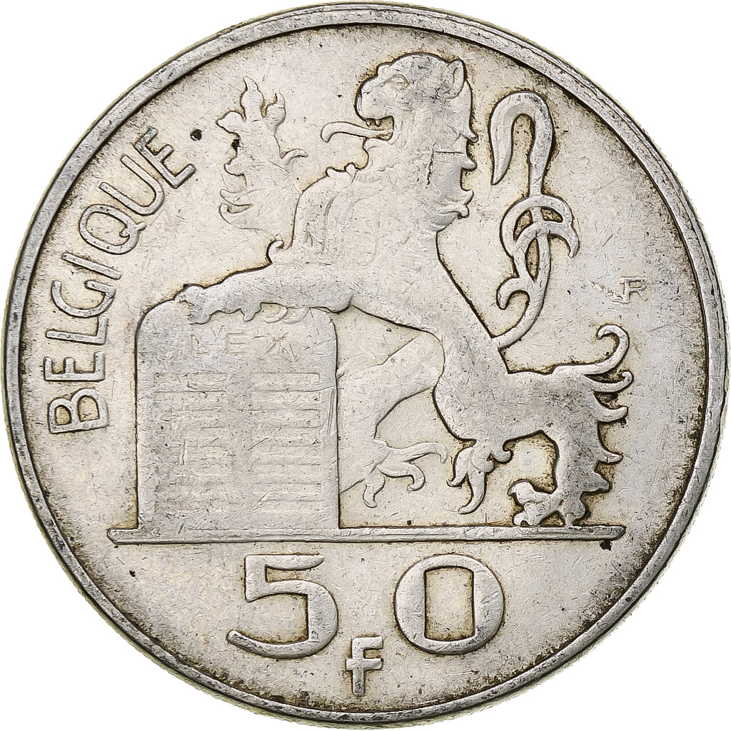 Belgium, Régence Prince Charles, 50 Francs, Mercure, 1949, Brussels, Silver