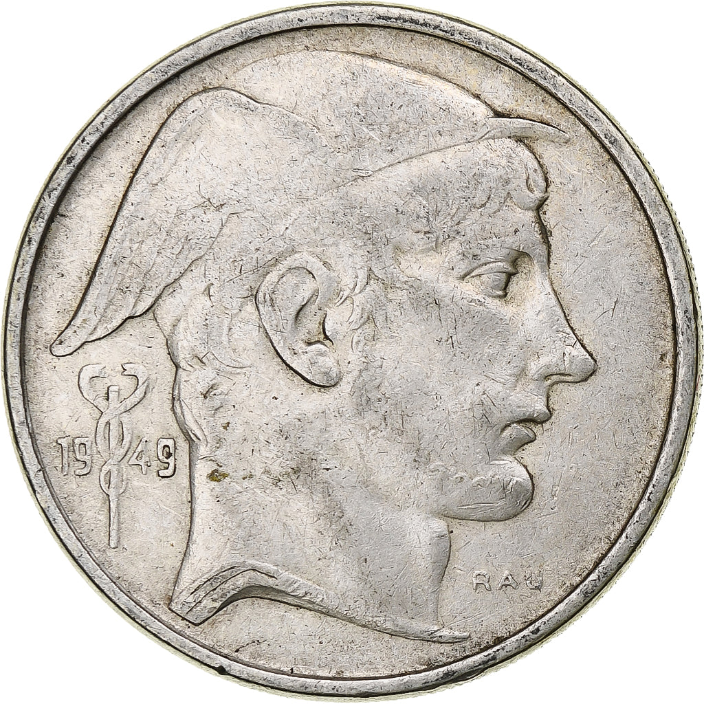 Belgium, Régence Prince Charles, 50 Francs, Mercure, 1949, Brussels, Silver
