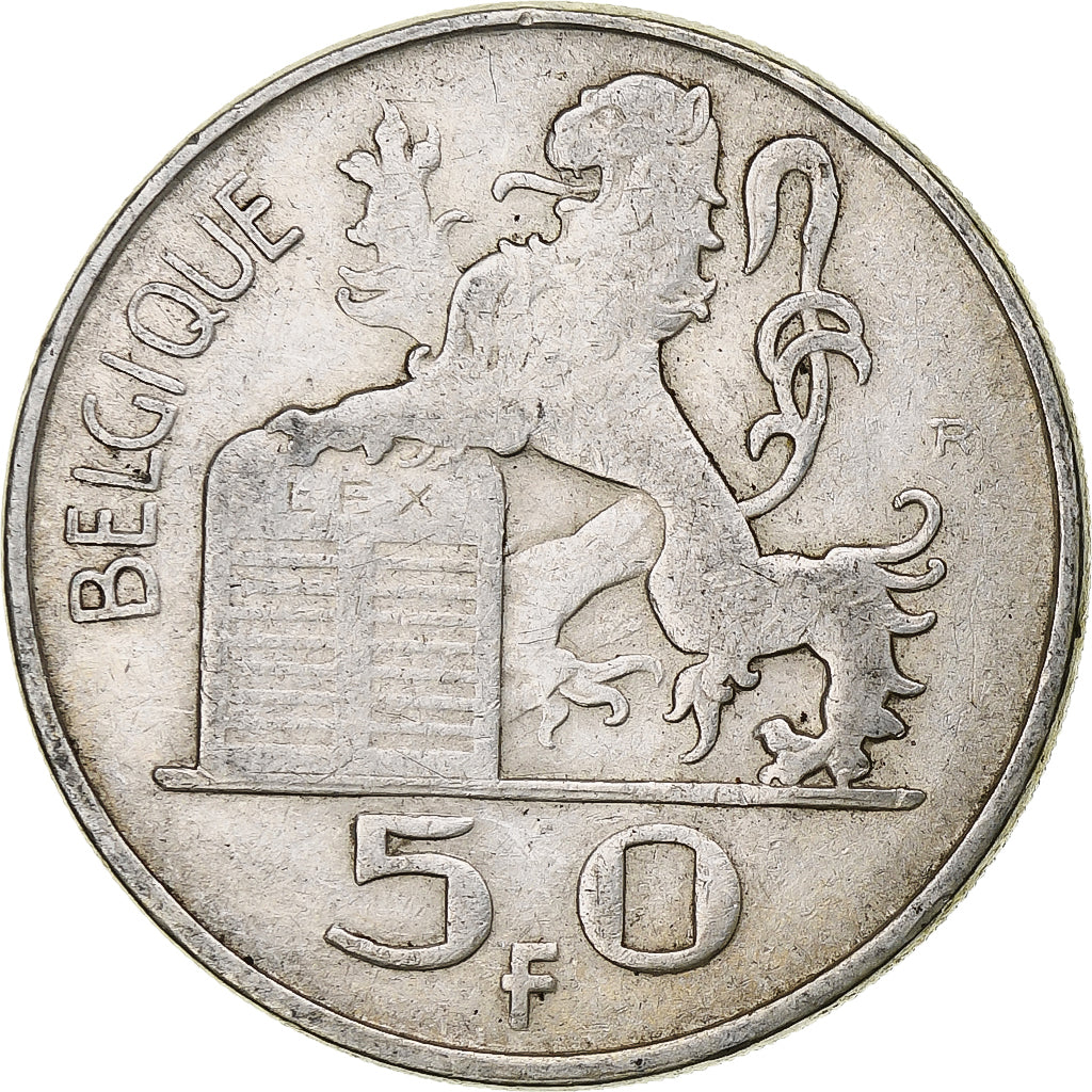 Belgium, Régence Prince Charles, 50 Francs, Mercure, 1949, Brussels, Silver