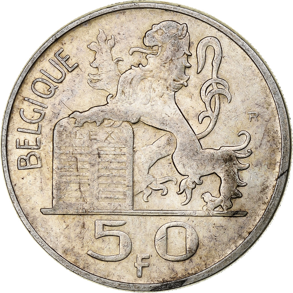 Belgium, Régence Prince Charles, 50 Francs, Mercure, 1951, Brussels, Silver