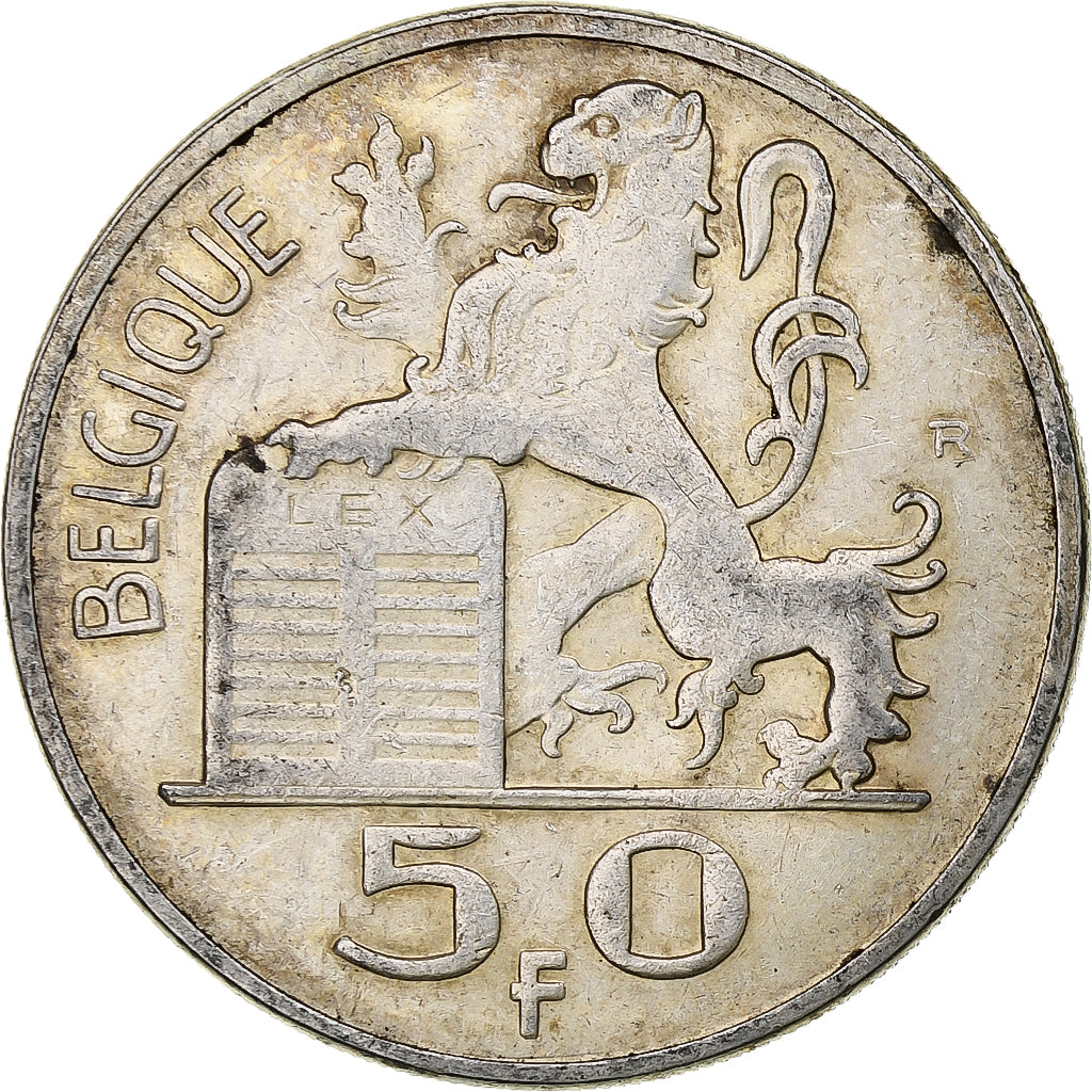 Belgium, Régence Prince Charles, 50 Francs, Mercure, 1949, Brussels, Silver