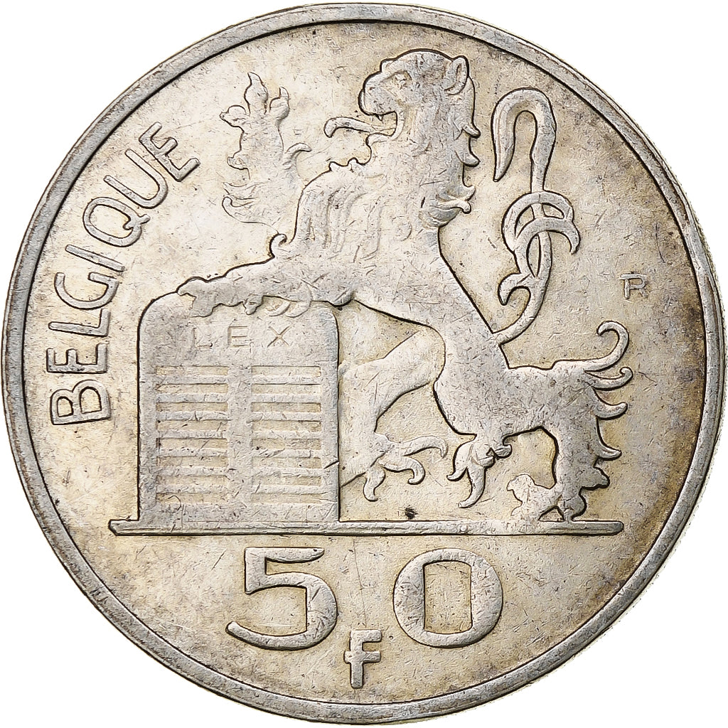 Belgium, Régence Prince Charles, 50 Francs, Mercure, 1949, Brussels, Silver