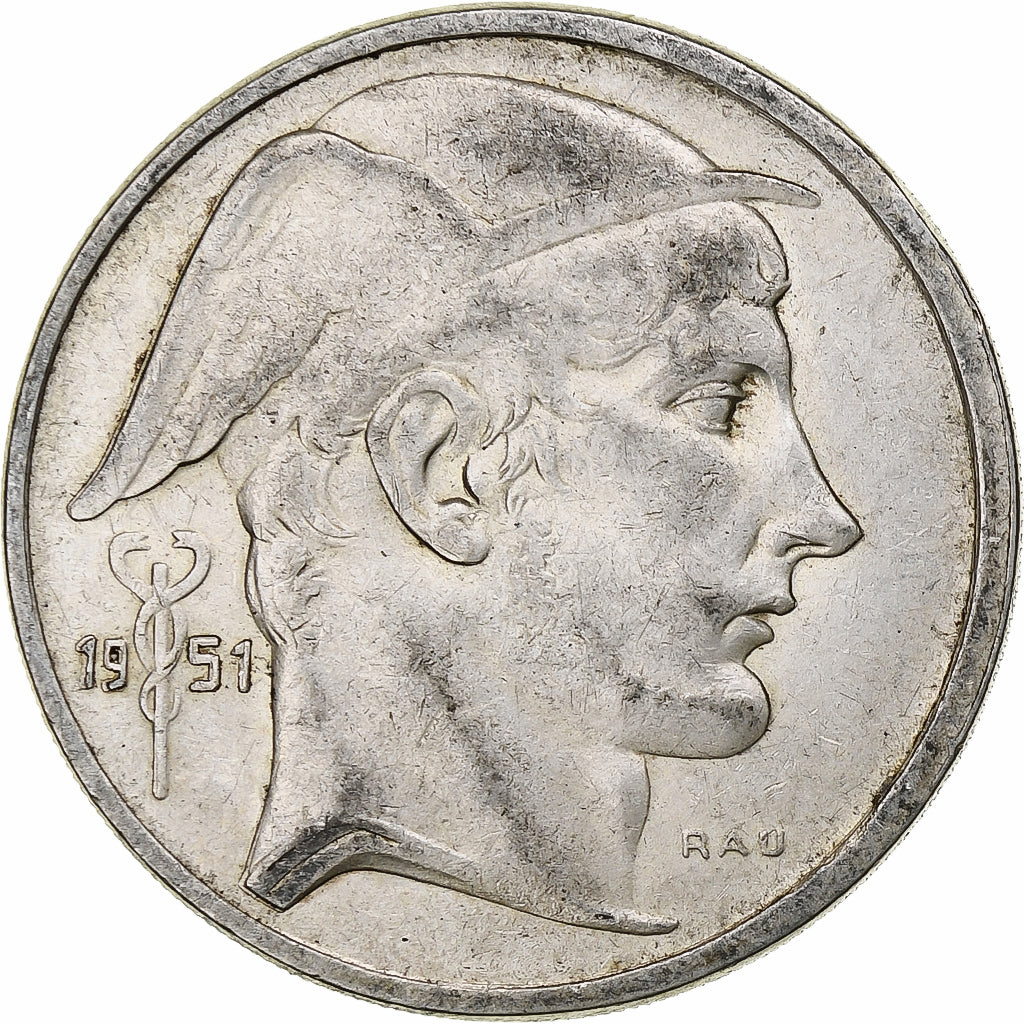 Belgium, Régence Prince Charles, 50 Francs, Mercure, 1951, Brussels, Silver