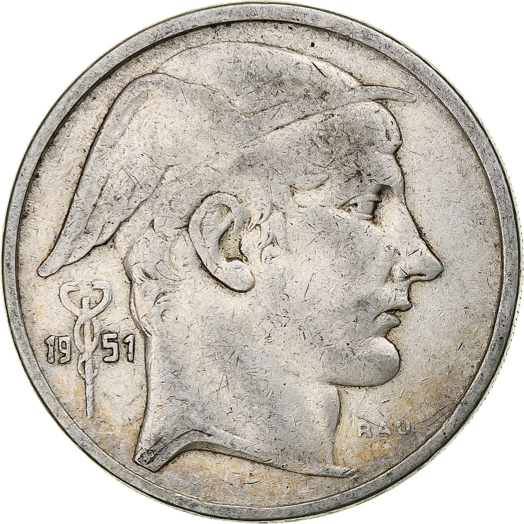 Belgium, Régence Prince Charles, 50 Francs, Mercure, 1951, Brussels, Silver