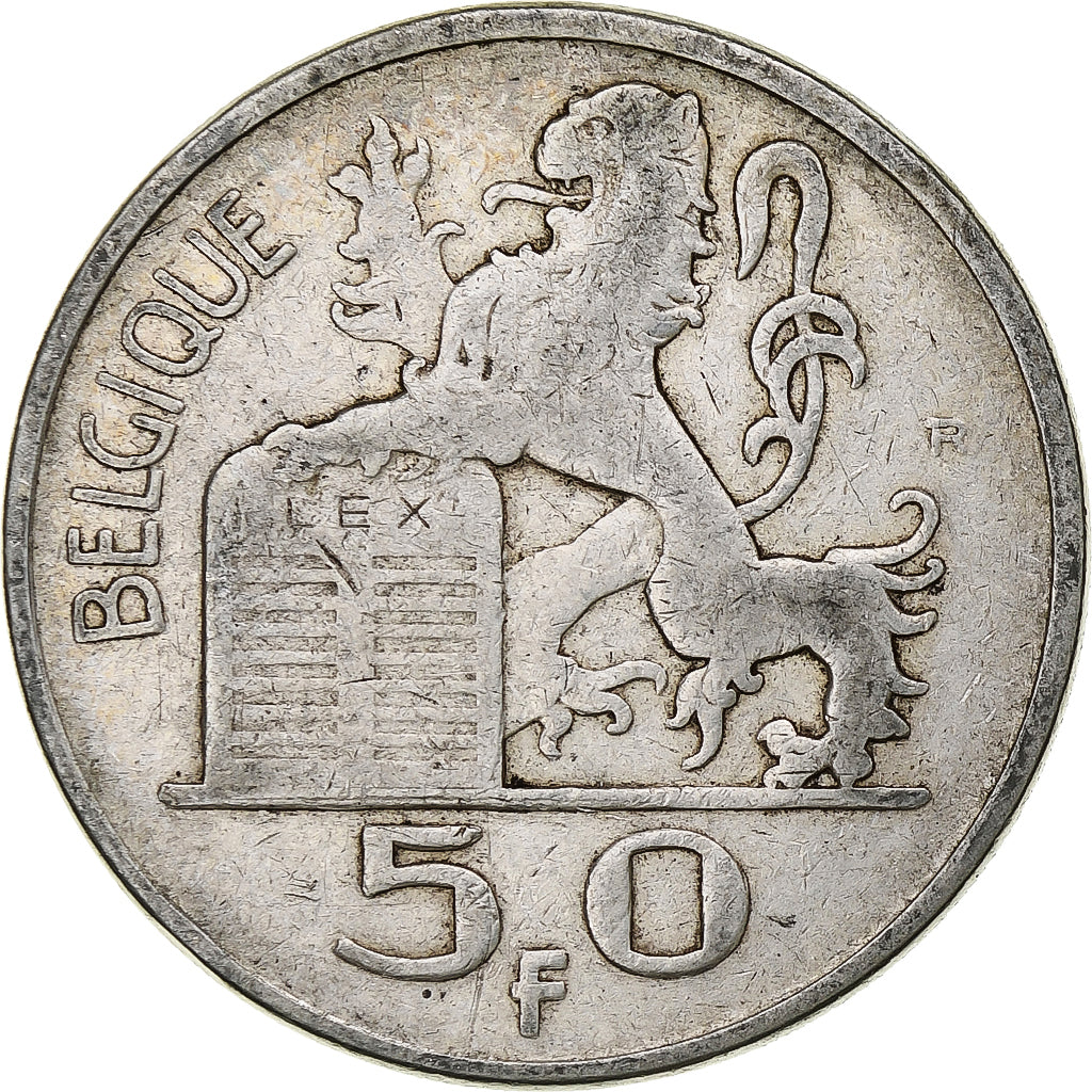 Belgium, Régence Prince Charles, 50 Francs, Mercure, 1951, Brussels, Silver