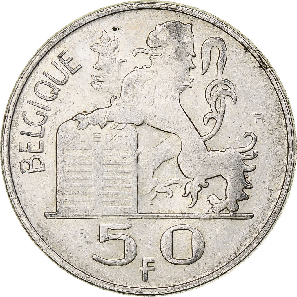 Belgium, Régence Prince Charles, 50 Francs, Mercure, 1951, Brussels, Silver