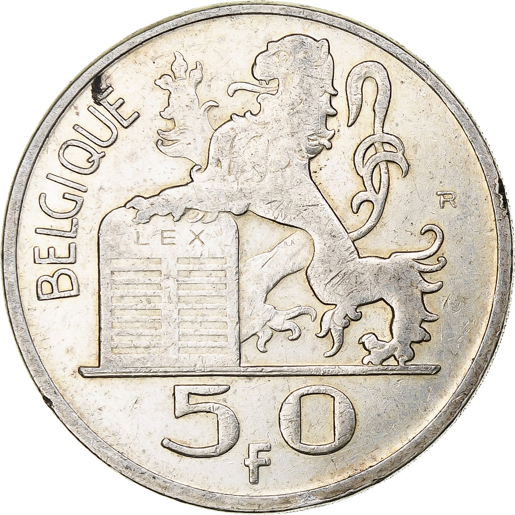 Belgium, Régence Prince Charles, 50 Francs, Mercure, 1951, Brussels, Silver