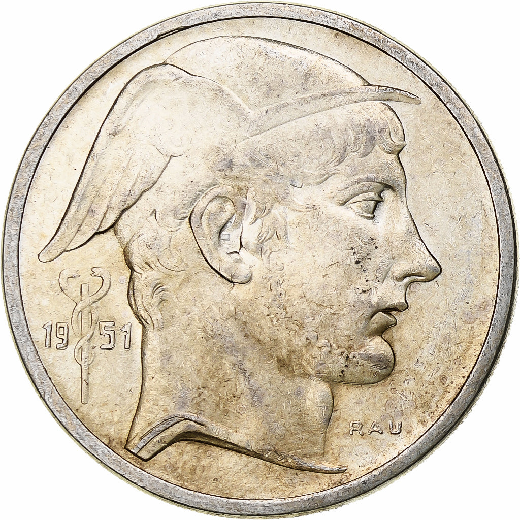 Belgio, Régence Prince Charles, 50 Francs, Mercure, 1951, Brussels, Argento