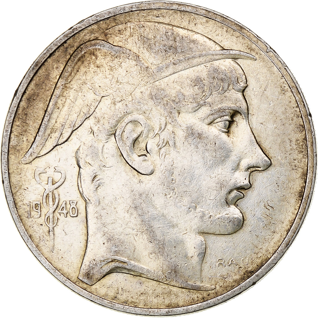 Belgium, Régence Prince Charles, 50 Frank, Mercure, 1948, Brussels, Silver