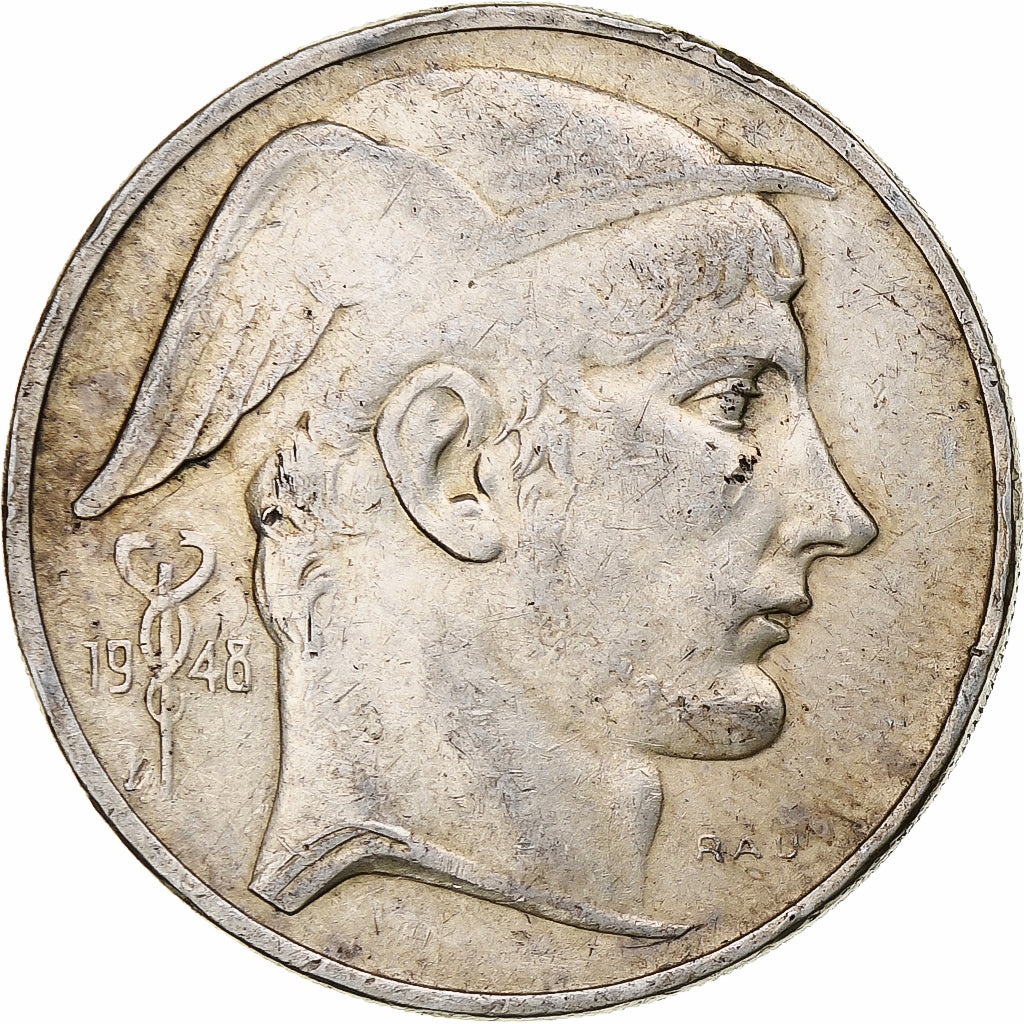 Belgium, Régence Prince Charles, 50 Frank, Mercure, 1948, Brussels, Silver