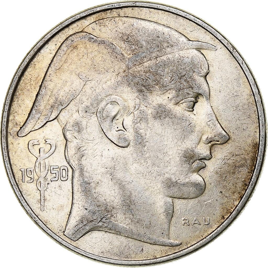Belgium, Régence Prince Charles, 50 Frank, Mercure, 1950, Brussels, Silver