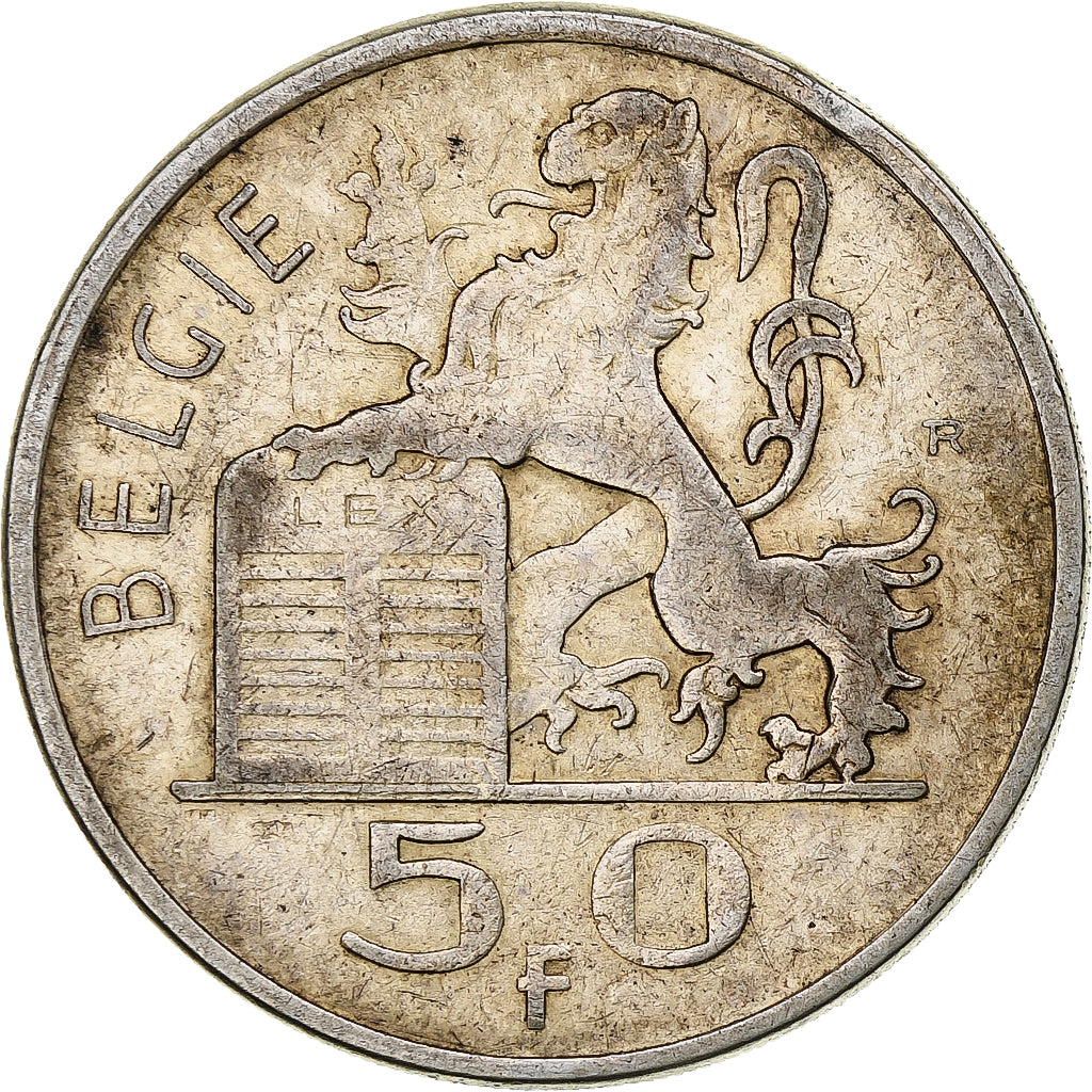 Belgium, Régence Prince Charles, 50 Frank, Mercure, 1950, Brussels, Silver