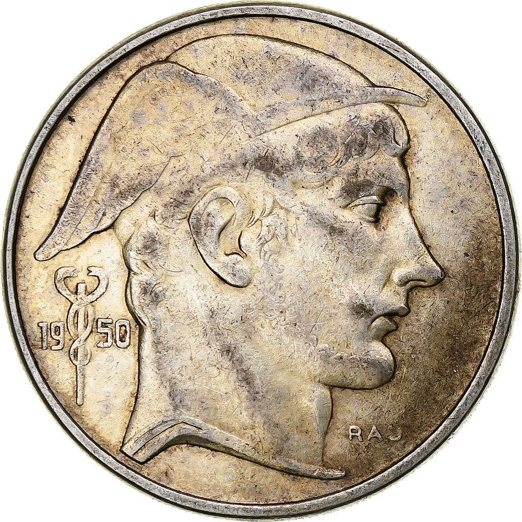 Belgium, Régence Prince Charles, 50 Frank, Mercure, 1950, Brussels, Silver