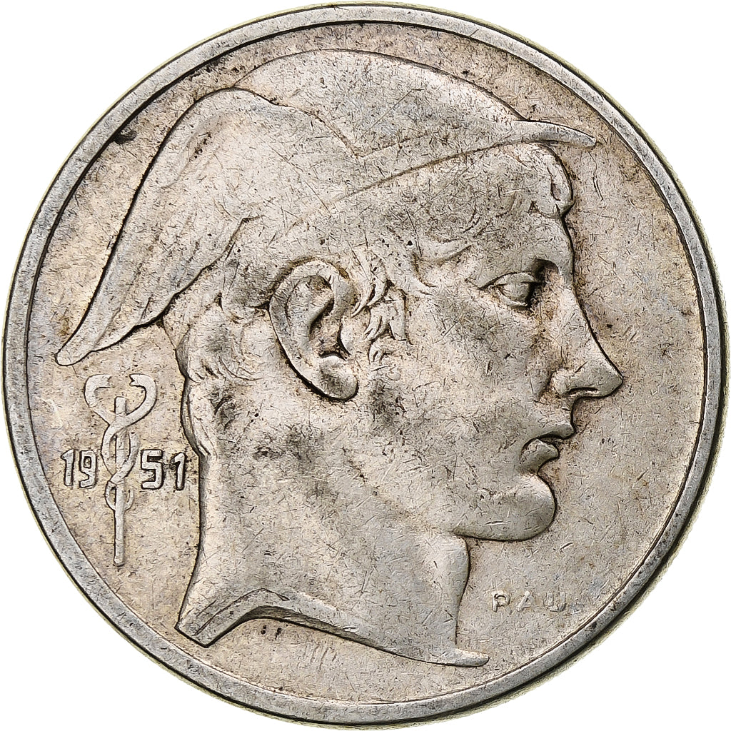 Belgium, Régence Prince Charles, 50 Frank, Mercure, 1951, Brussels, Silver