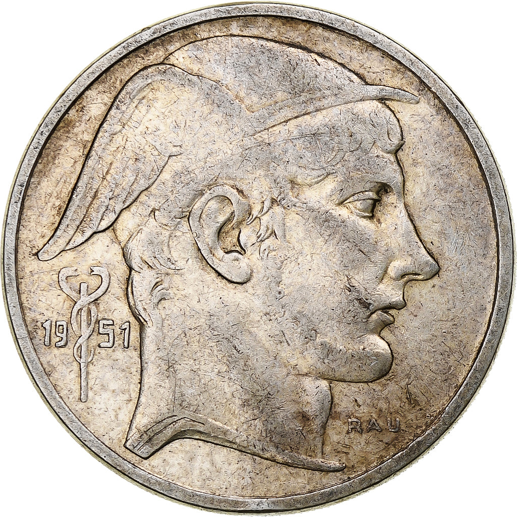 Belgium, Régence Prince Charles, 50 Frank, Mercure, 1951, Brussels, Silver