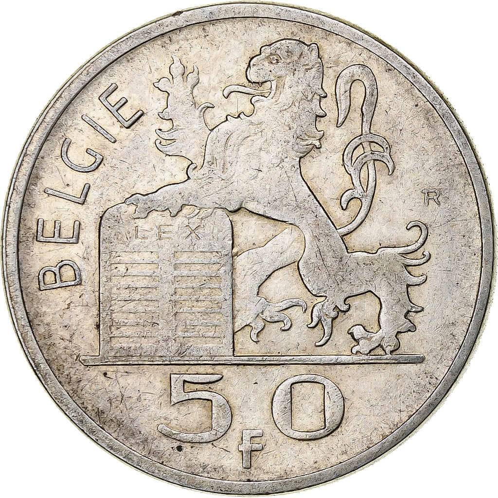 Belgium, Régence Prince Charles, 50 Frank, Mercure, 1951, Brussels, Silver