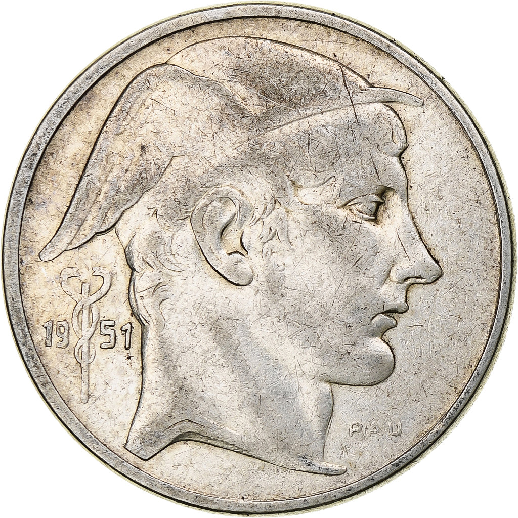 Belgium, Régence Prince Charles, 50 Frank, Mercure, 1951, Brussels, Silver