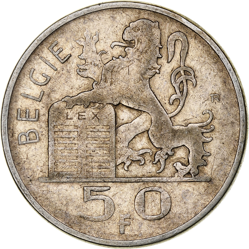 Belgium, Régence Prince Charles, 50 Frank, Mercure, 1951, Brussels, Silver