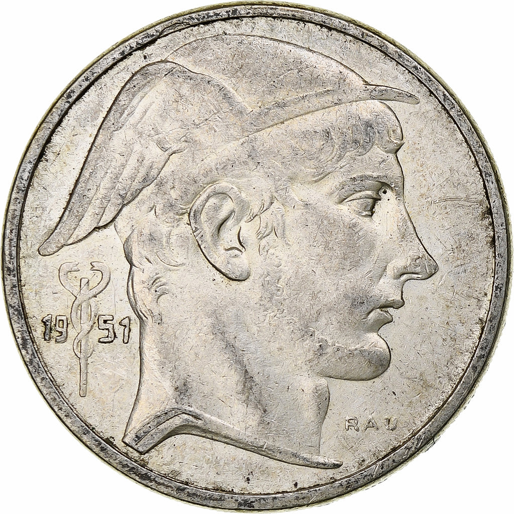 Belgium, Régence Prince Charles, 50 Frank, Mercure, 1951, Brussels, Silver