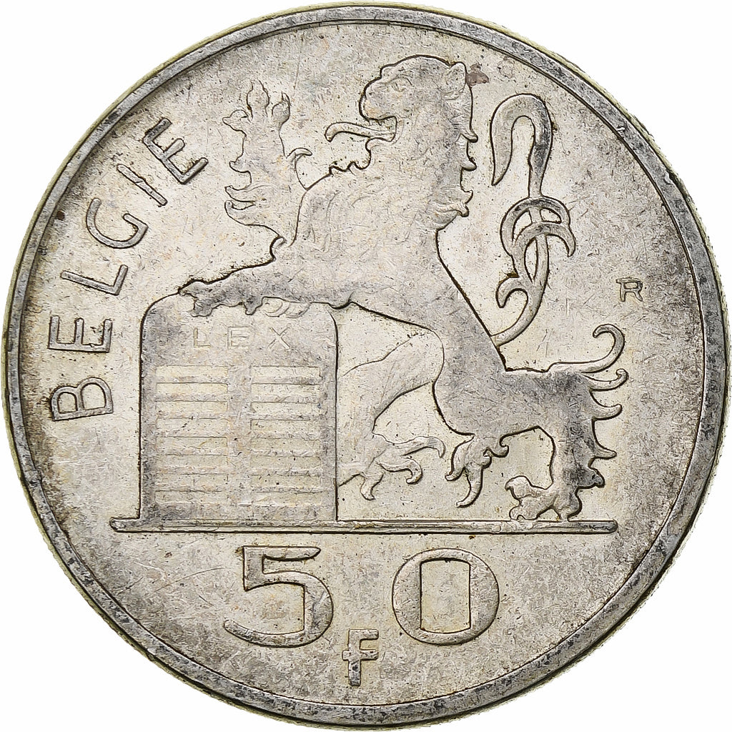 Belgium, Régence Prince Charles, 50 Frank, Mercure, 1951, Brussels, Silver