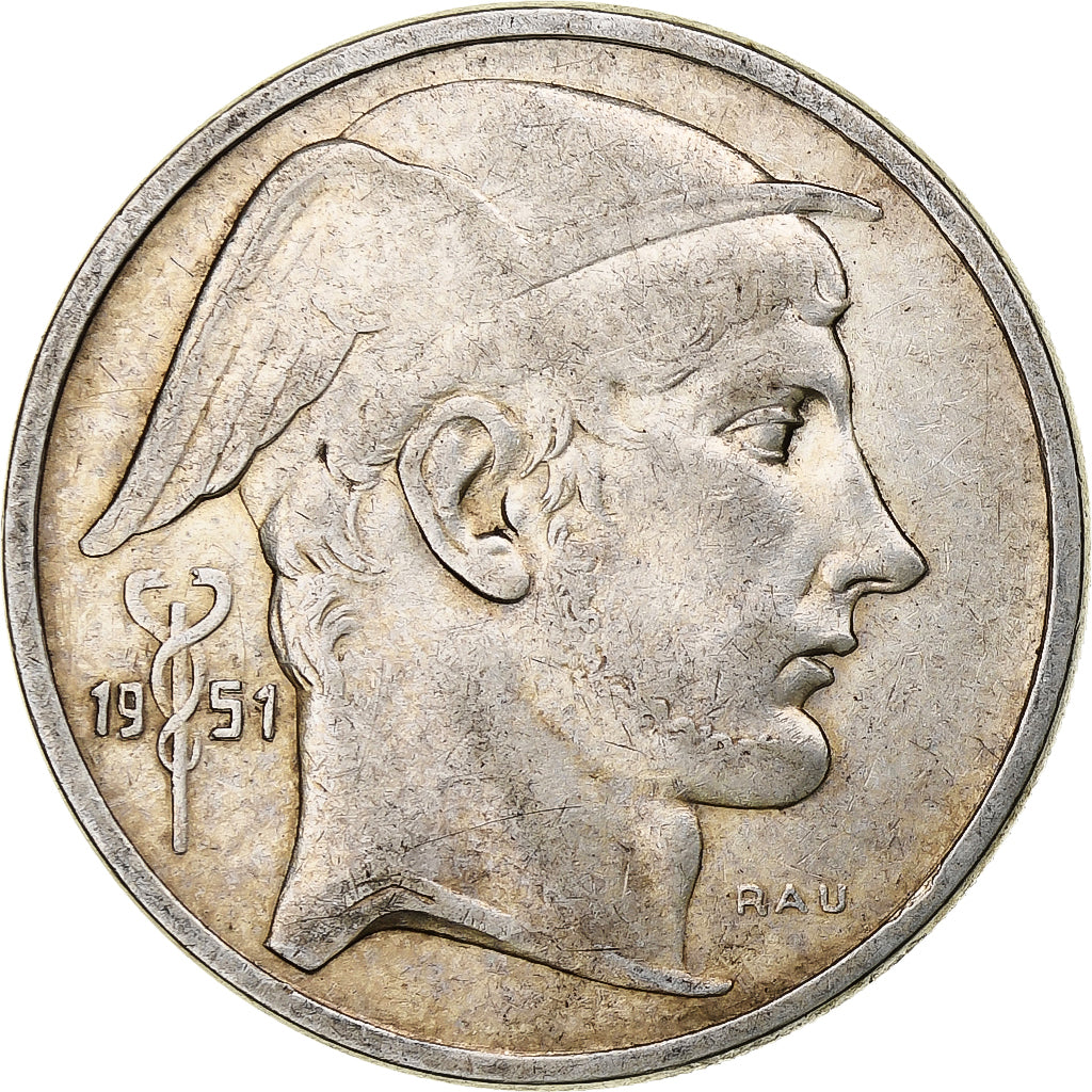 Belgium, Régence Prince Charles, 50 Frank, Mercure, 1951, Brussels, Silver
