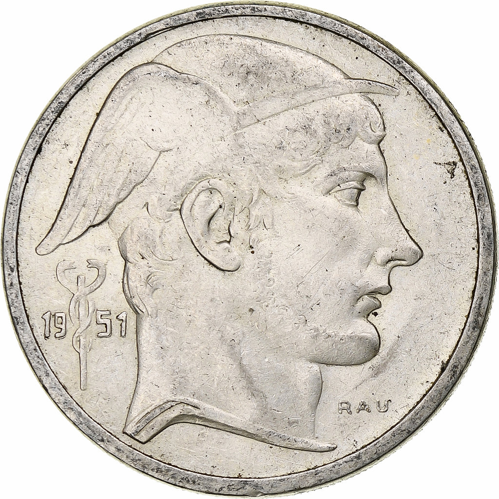 Belgium, Régence Prince Charles, 50 Frank, Mercure, 1951, Brussels, Silver