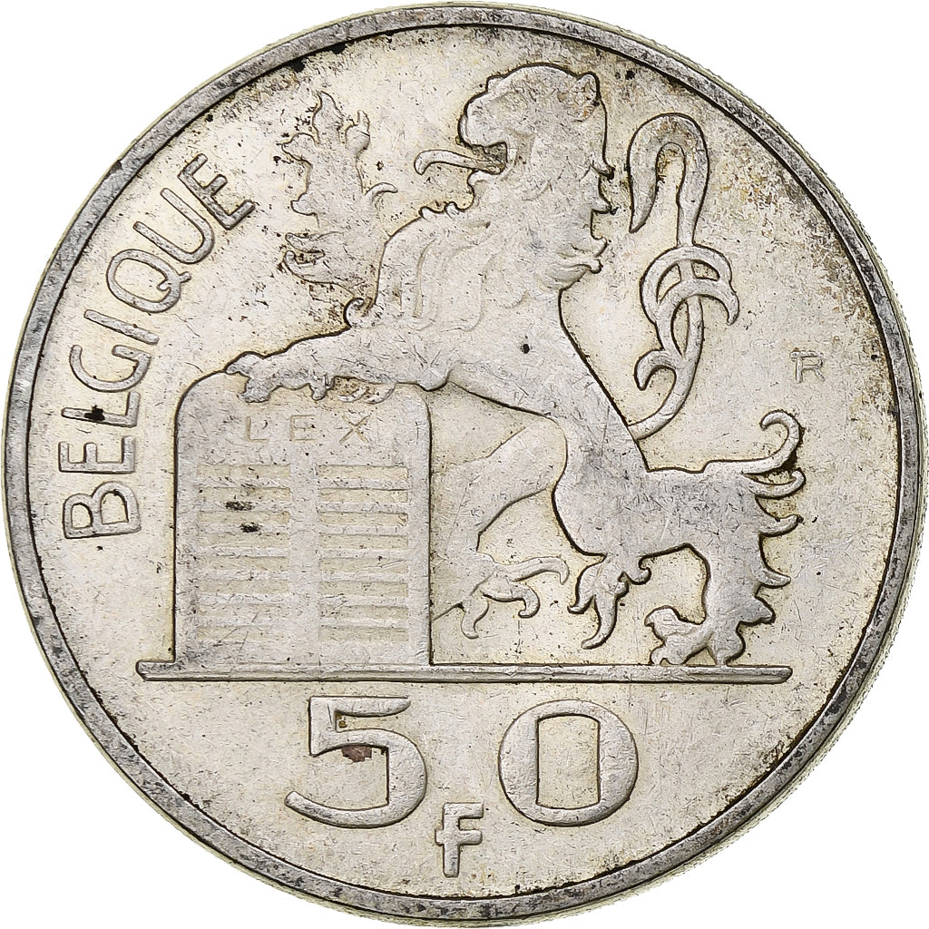 Belgium, Régence Prince Charles, 50 Frank, Mercure, 1951, Brussels, Silver