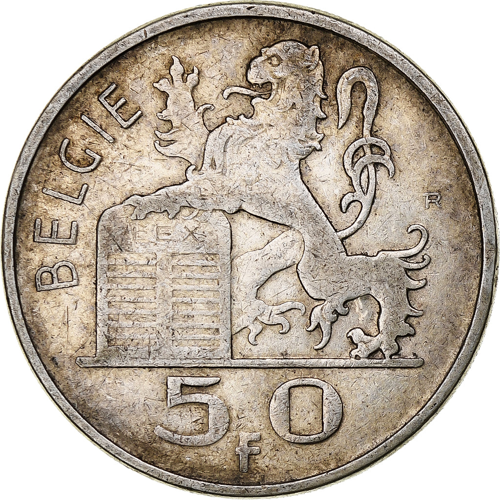 Belgium, Baudouin, 50 Frank, Mercure, 1954, Brussels, Silver, EF(40-45)