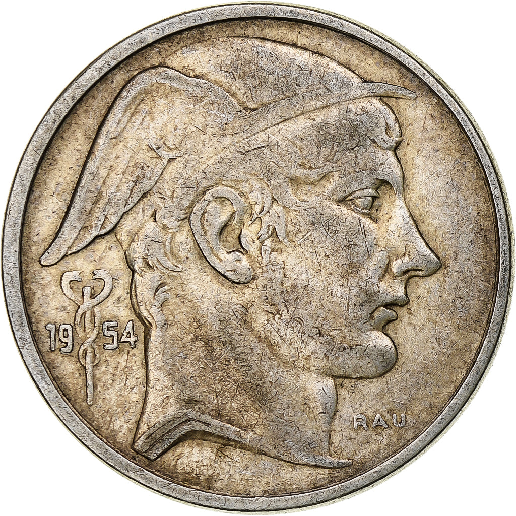Belgium, Baudouin, 50 Frank, Mercure, 1954, Brussels, Silver, EF(40-45)