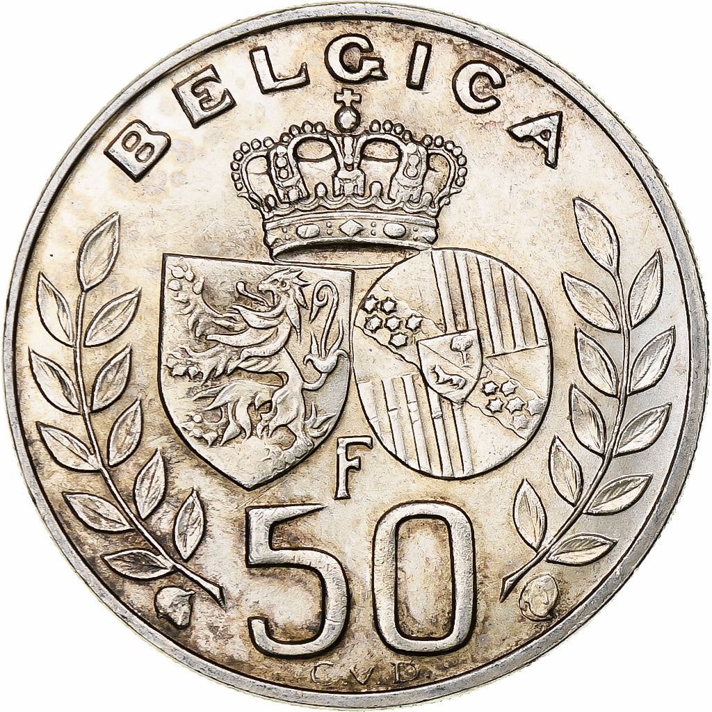 Belgium, Baudouin I, 50 Francs, Mariage royal, 1960, Brussels, Silver