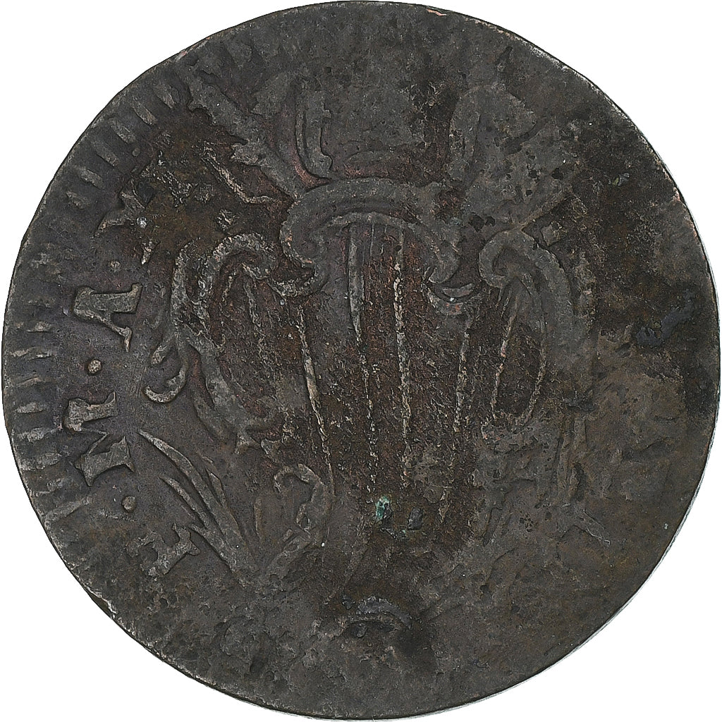 Italia, Benedict XIV, 1/2 Baiocco, 1744-1751, Ferrara, Rame, MB, KM:137