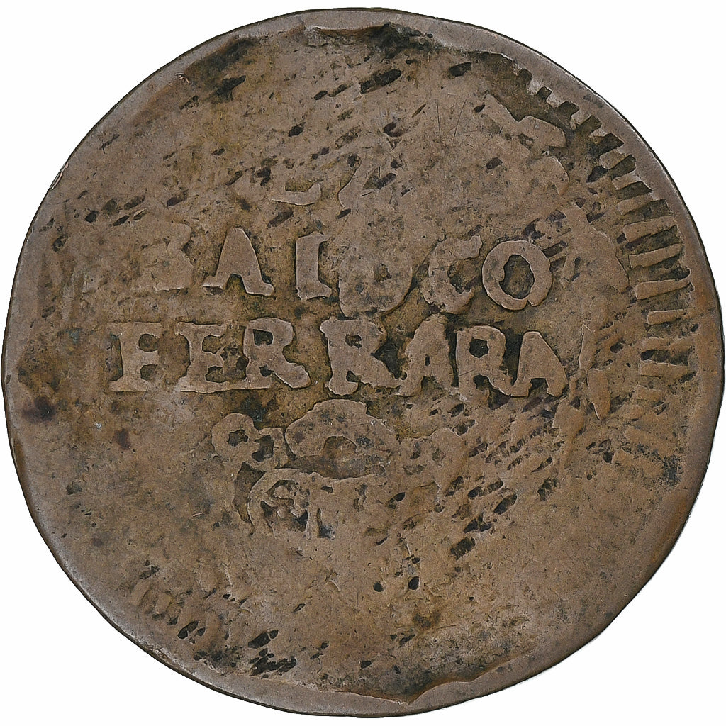 Papal States, Benedict XIV, 1/2 Baiocco, 1748, Ferrara, Copper, VF(20-25)