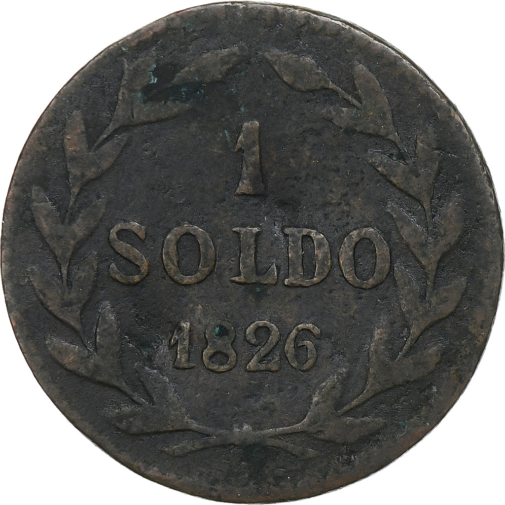 Italia, Republic of Lucca, Carlo Ludovico I, Soldo, 1826, Lucques, Cobre, BC+