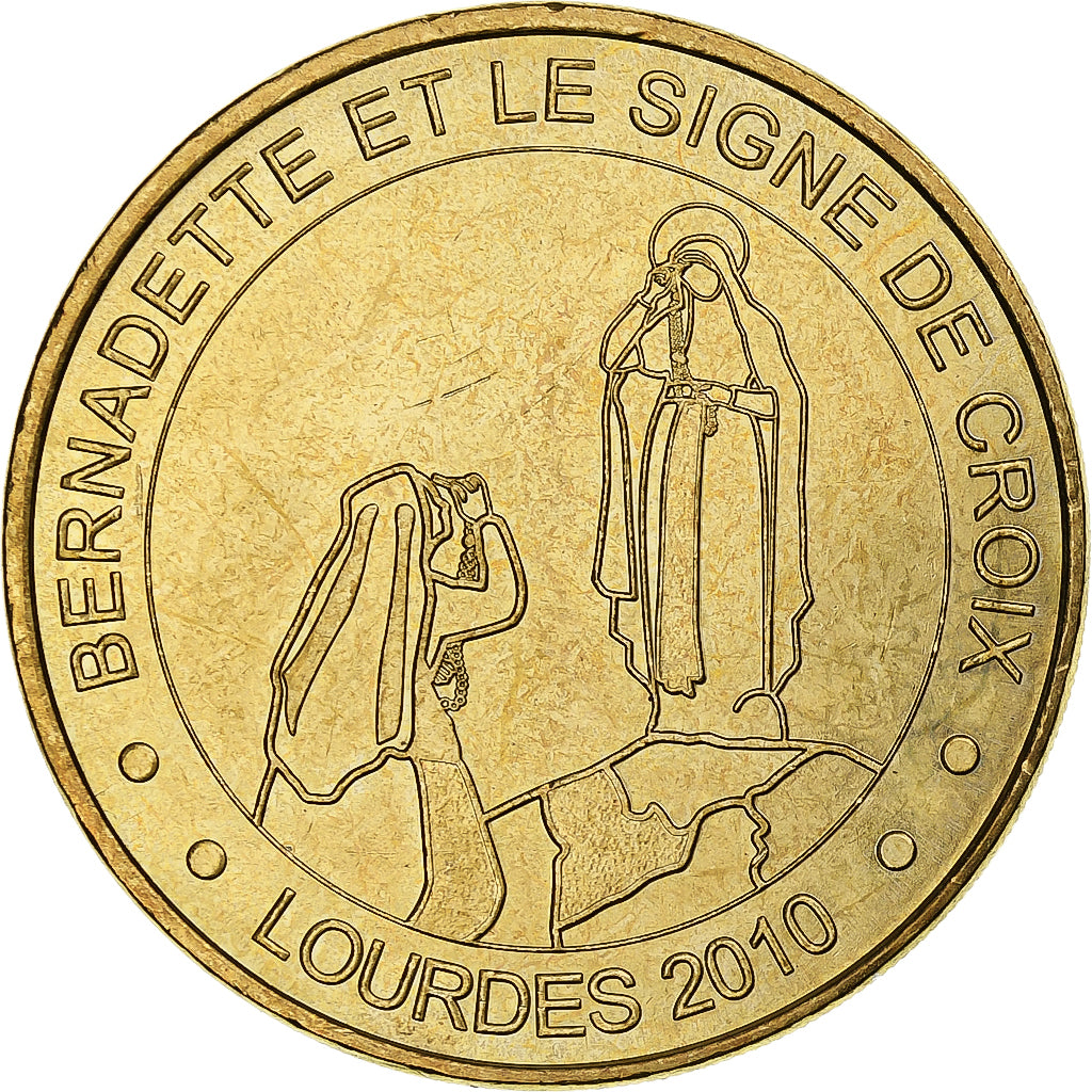 Francia, Tourist token, Lourdes, Bernadette et le signe de croix, 2010, Nordic