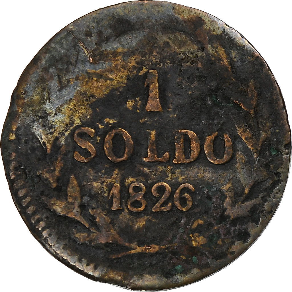 Republic of Lucca, Carlo Ludovico I, Soldo, 1826, Lucques, Copper