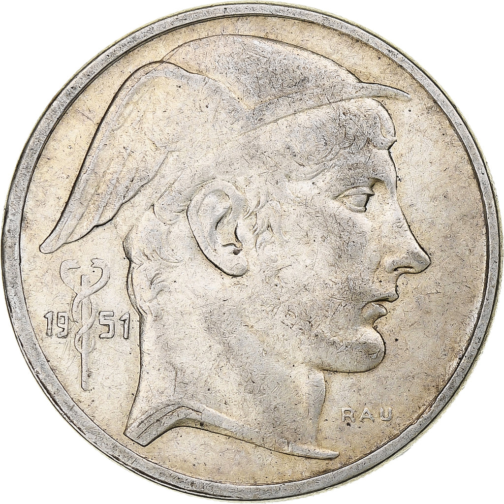 Belgium, Régence Prince Charles, 50 Frank, Mercure, 1951, Brussels, Silver