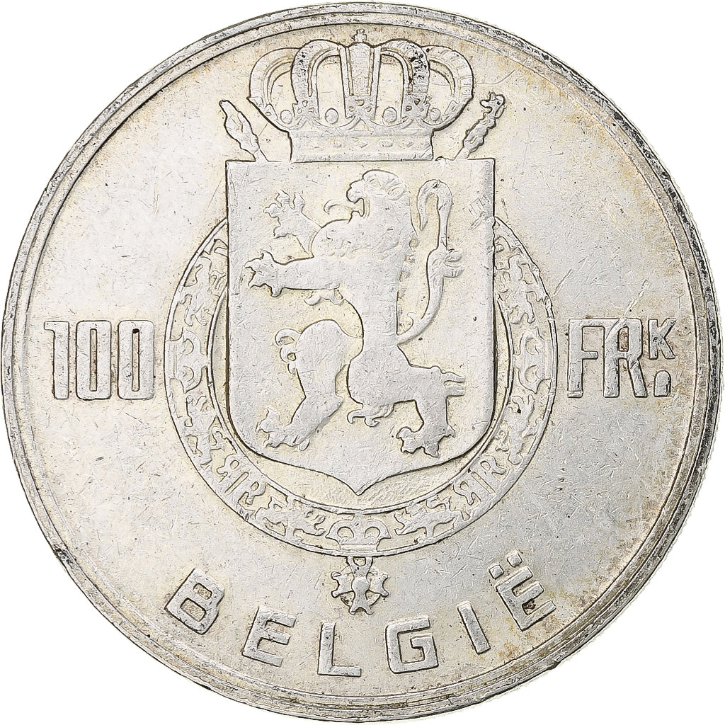 Belgium, Régence Prince Charles, 100 Frank, 1948, Brussels, Silver, EF(40-45)