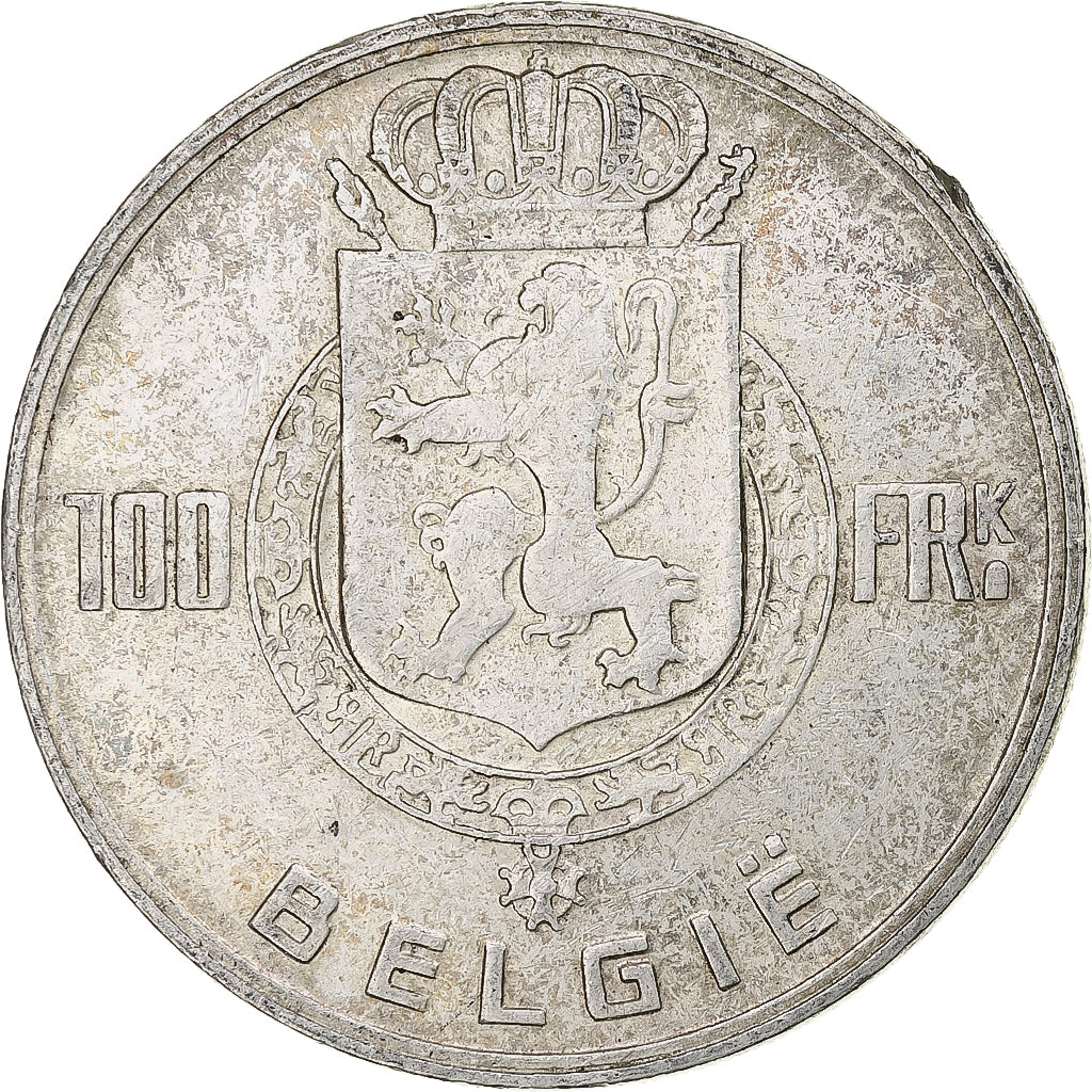 Belgio, Régence Prince Charles, 100 Frank, 1948, Brussels, Argento, BB, KM:139
