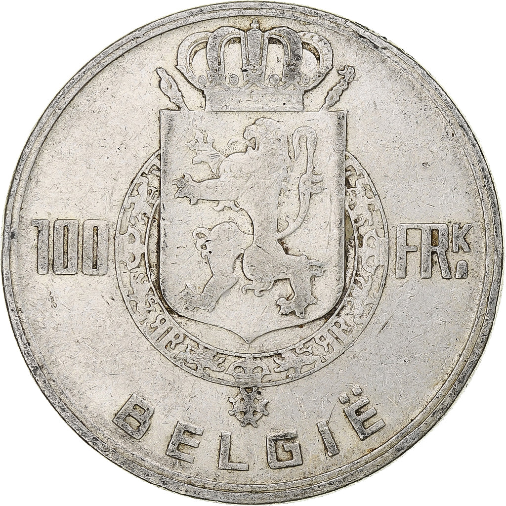 Belgium, Régence Prince Charles, 100 Frank, 1948, Brussels, Silver, EF(40-45)