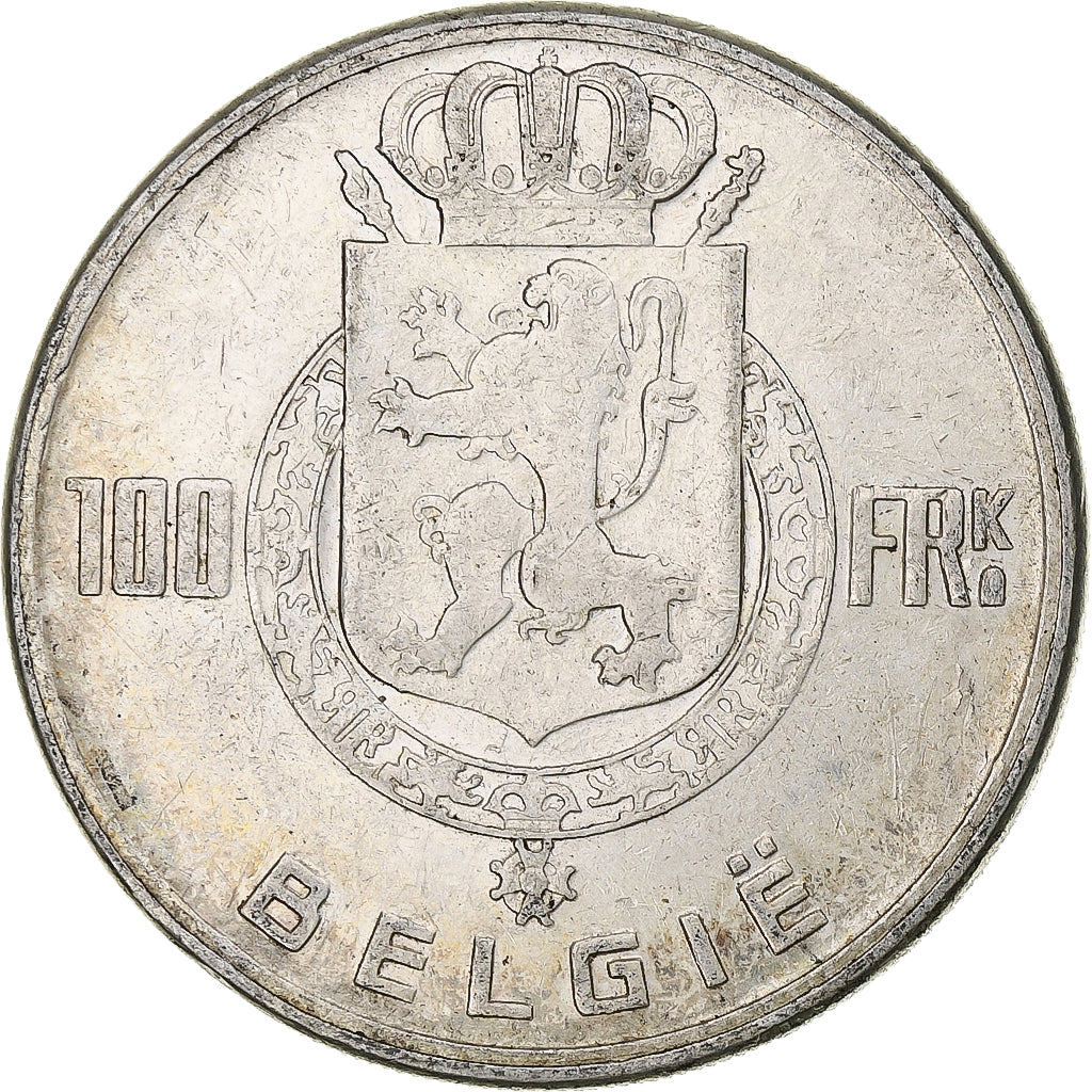 Bélgica, Régence Prince Charles, 100 Frank, 1949, Brussels, Plata, MBC, KM:139