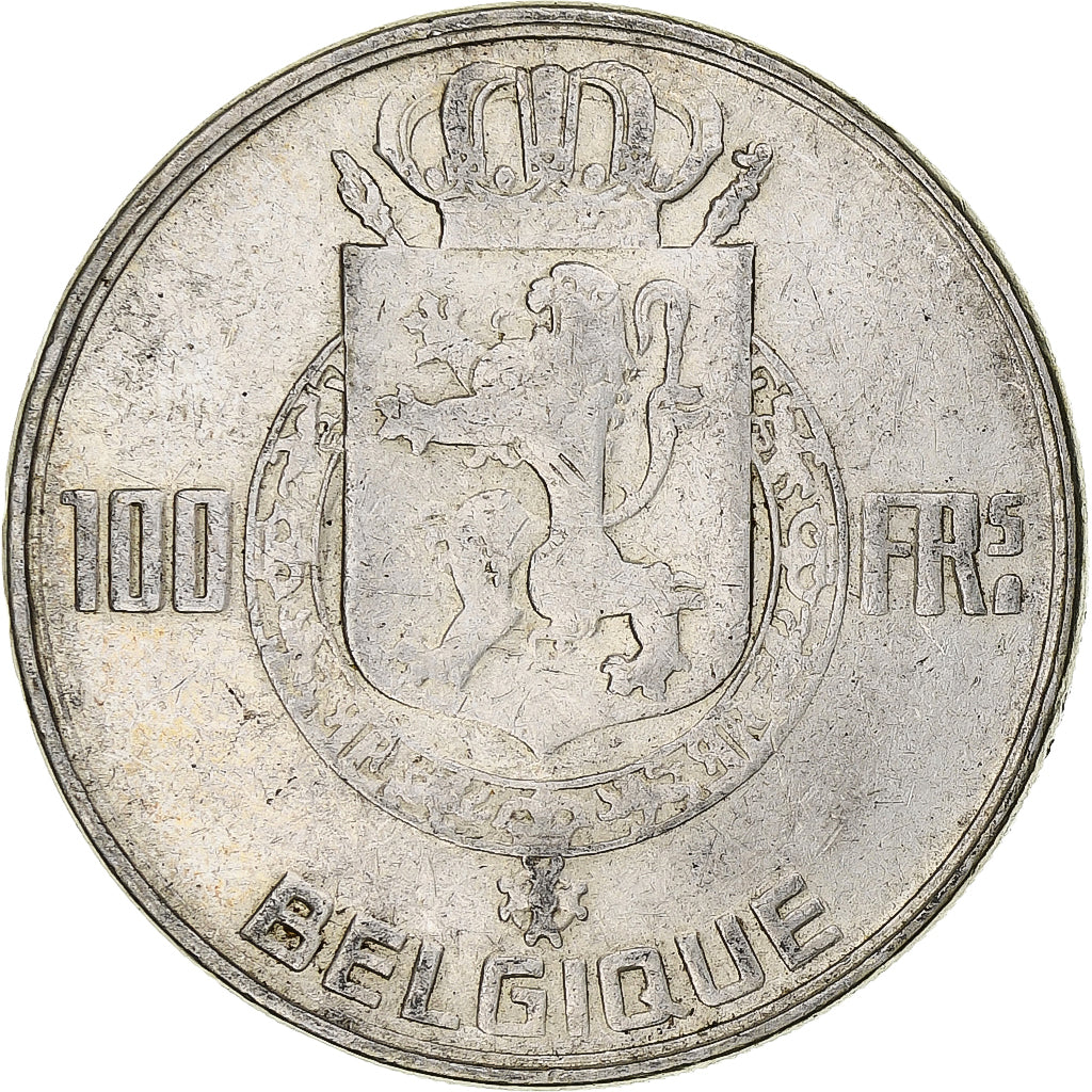 Belgio, Régence Prince Charles, 100 Francs, 1950, Brussels, Argento, BB, KM:138