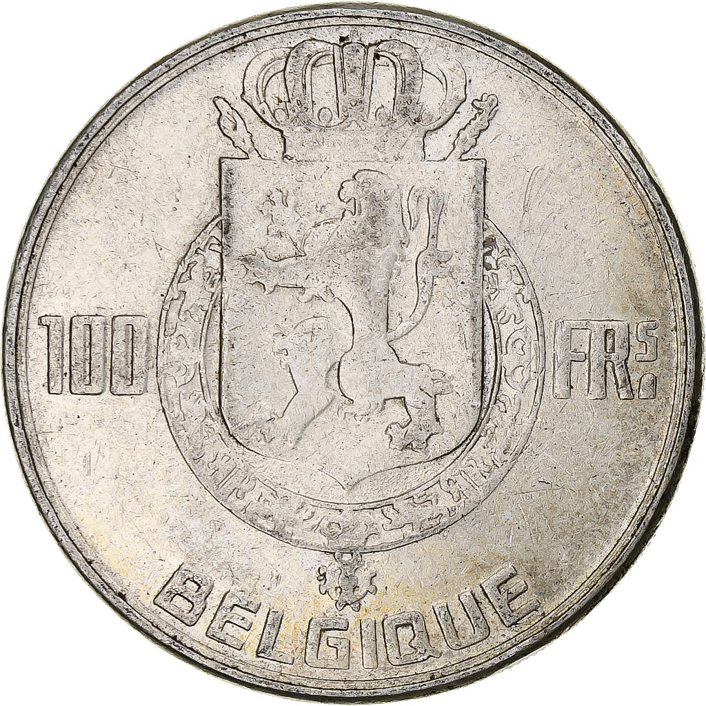 Belgio, Régence Prince Charles, 100 Francs, 1950, Brussels, Argento, BB, KM:138