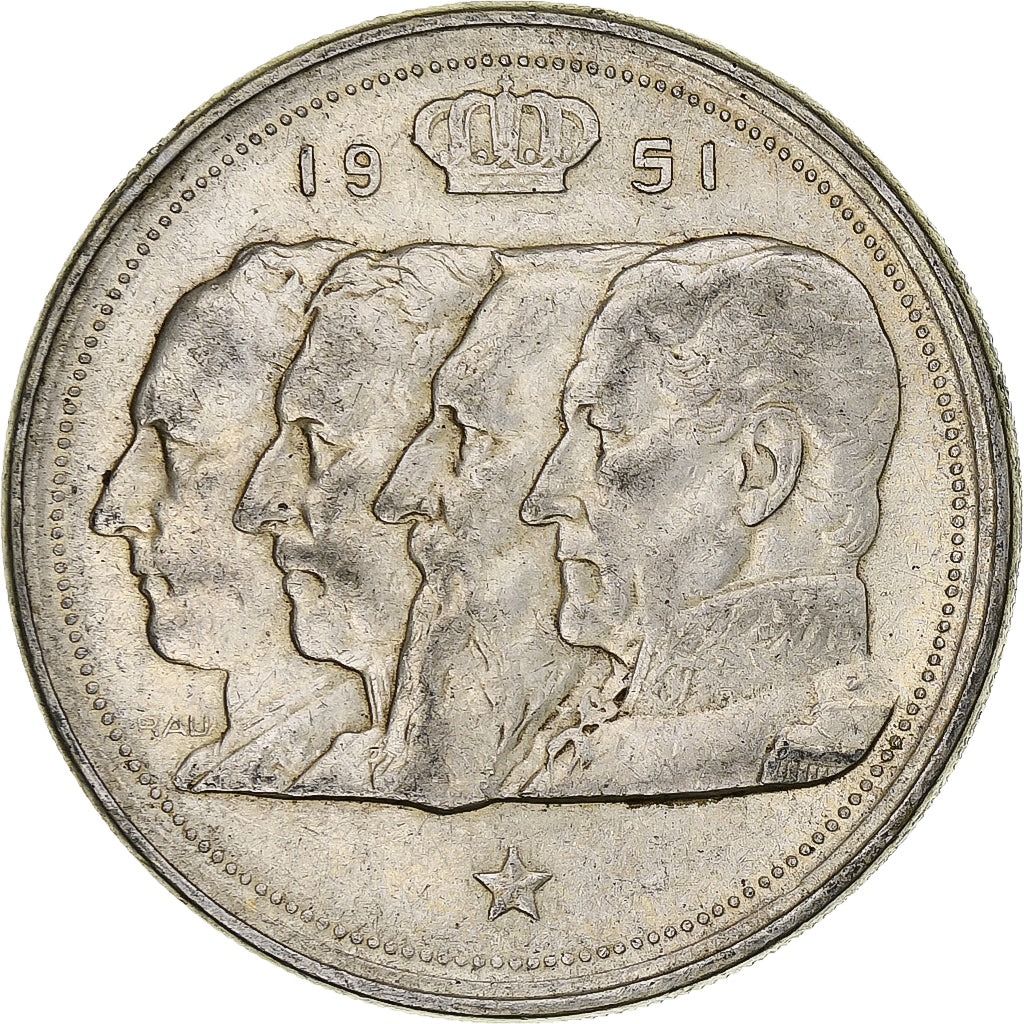 België, Baudouin, 100 Frank, 1951, Brussels, Zilver, ZF, KM:139