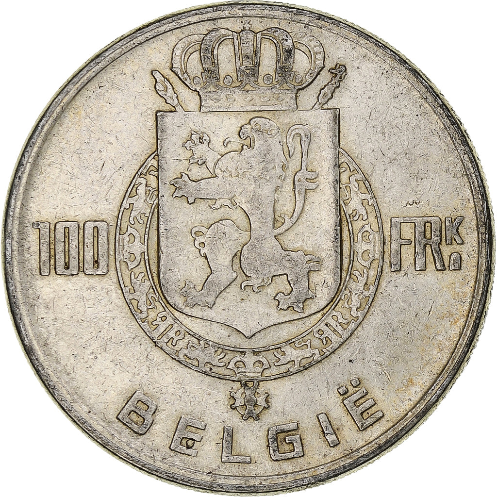 België, Baudouin, 100 Frank, 1951, Brussels, Zilver, ZF, KM:139