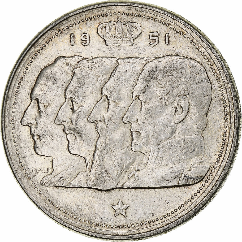 Bélgica, Baudouin, 100 Frank, 1951, Brussels, Plata, MBC, KM:139