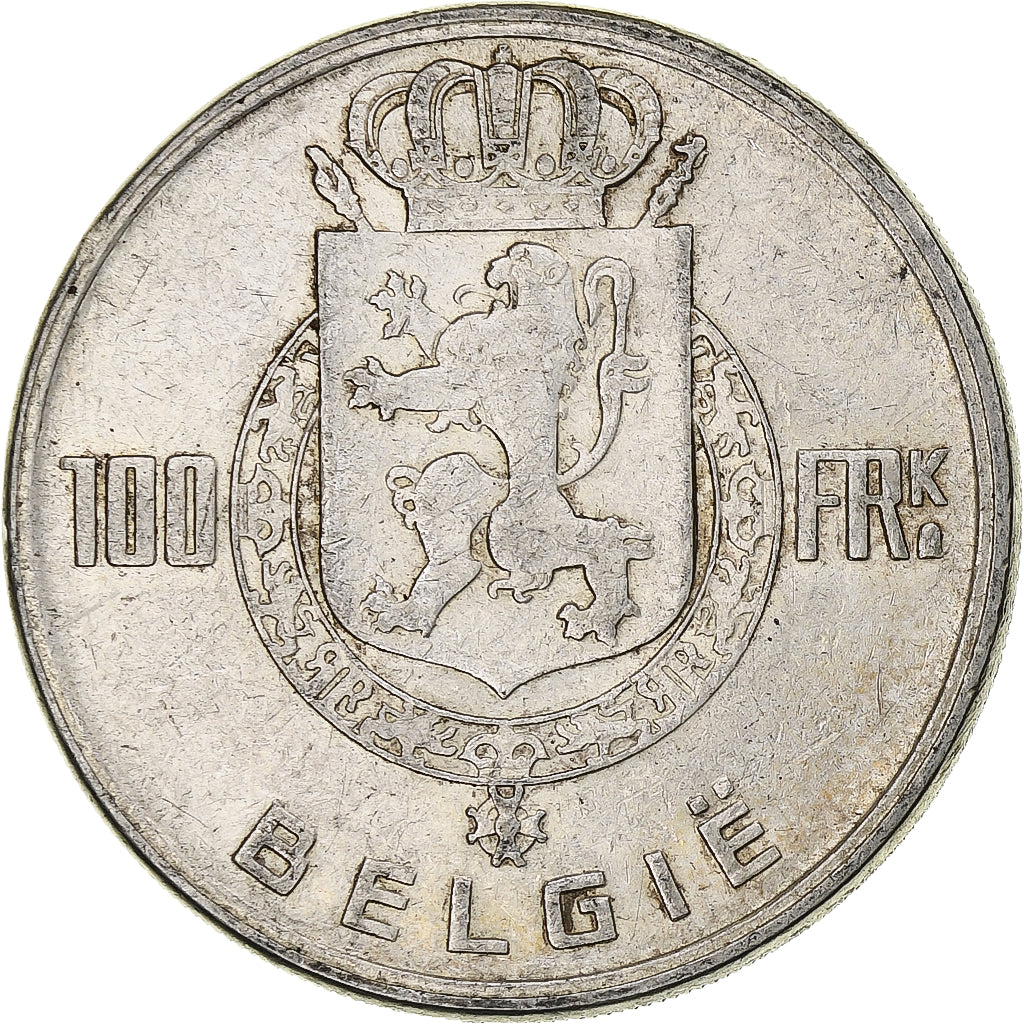 Bélgica, Baudouin, 100 Frank, 1951, Brussels, Plata, MBC, KM:139