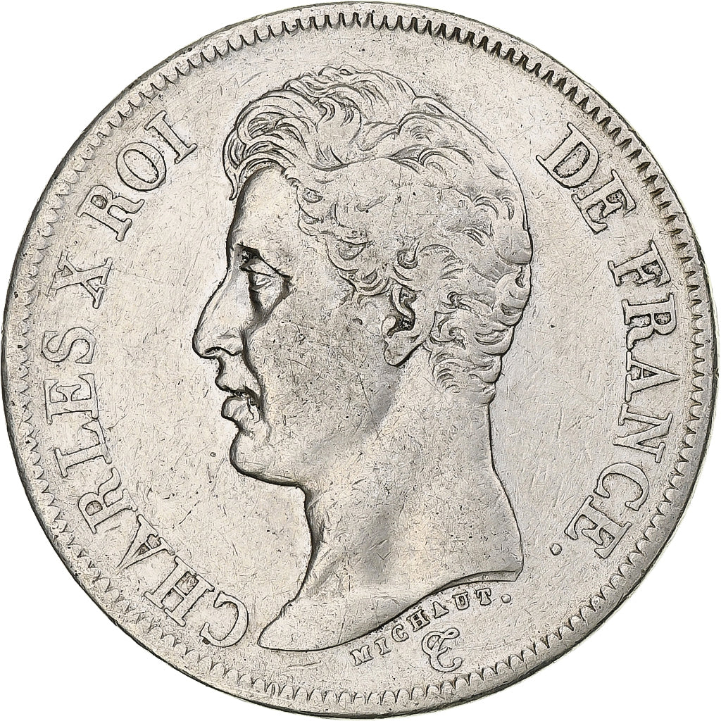 France, Charles X, 5 Francs, 1825, Paris, Silver, VF(30-35), Gadoury:643
