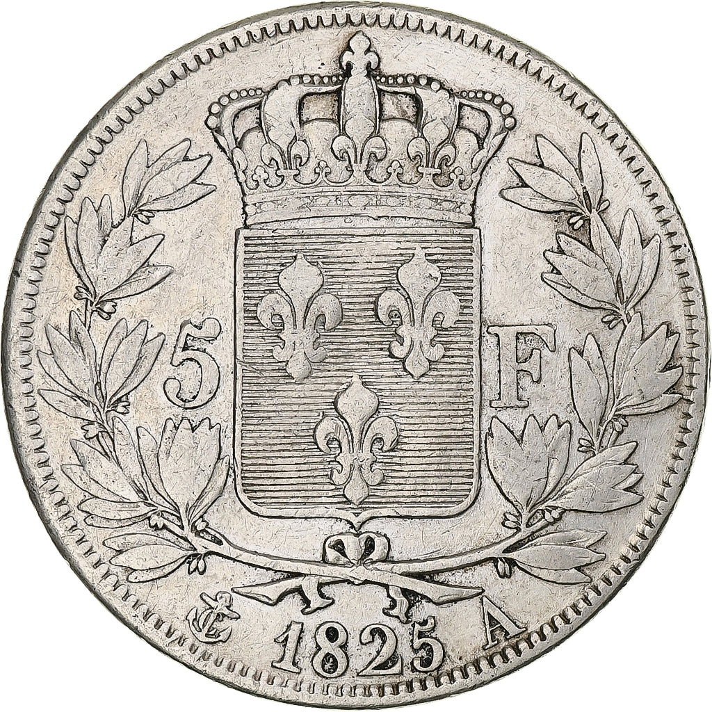France, Charles X, 5 Francs, 1825, Paris, Silver, VF(30-35), Gadoury:643